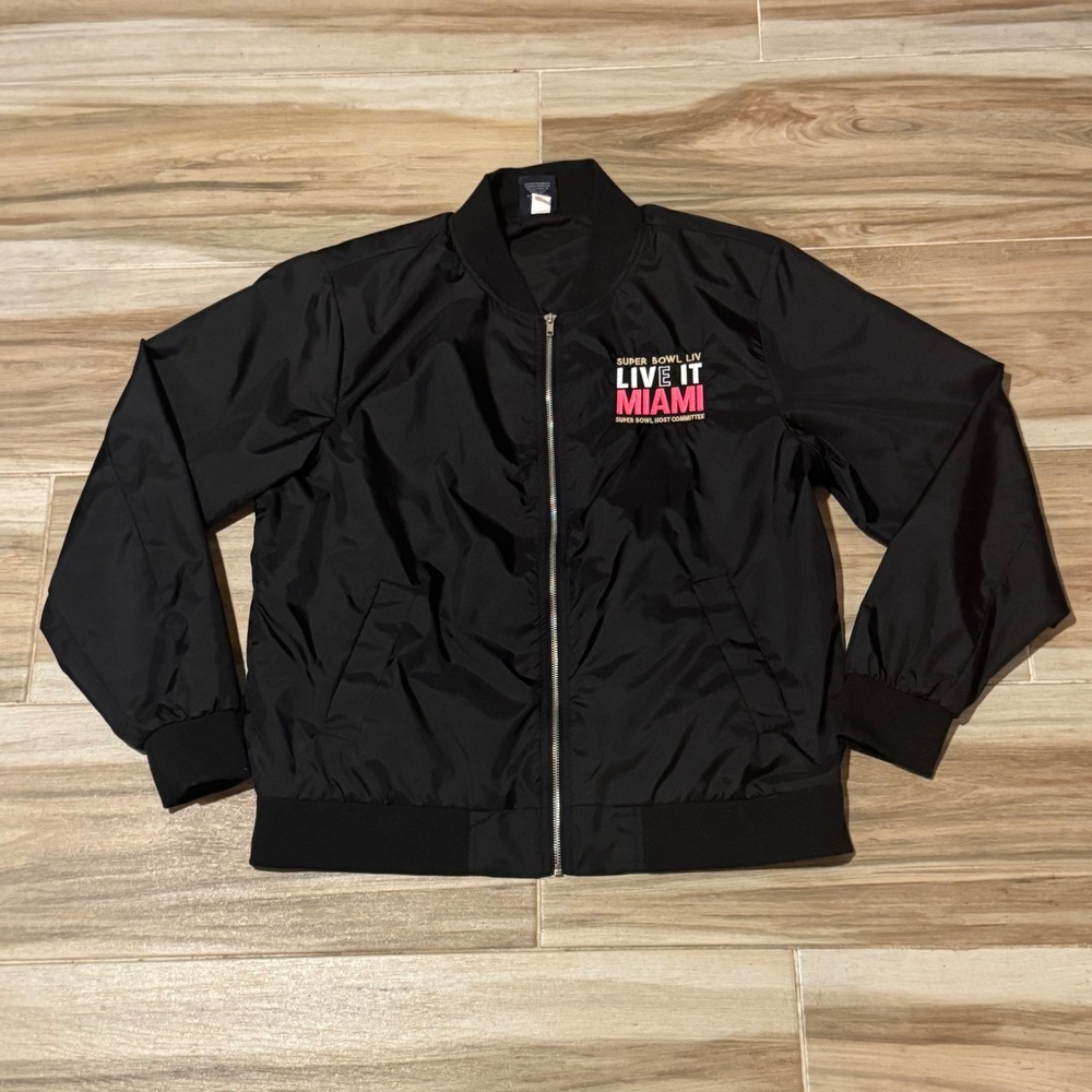 Charles River Apparel Mens Super Bowl LIV Miami Bomber Jacket Black Large L
